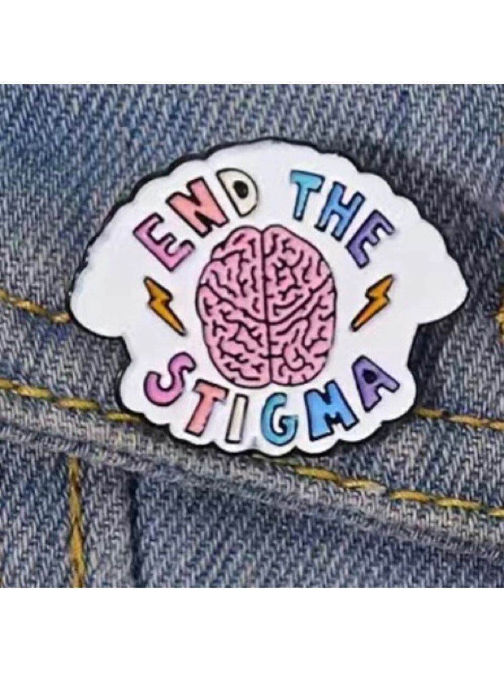 End the Stigma Mental Health colorful enamel cartoon pin lapel brooch - Picture 3 of 14